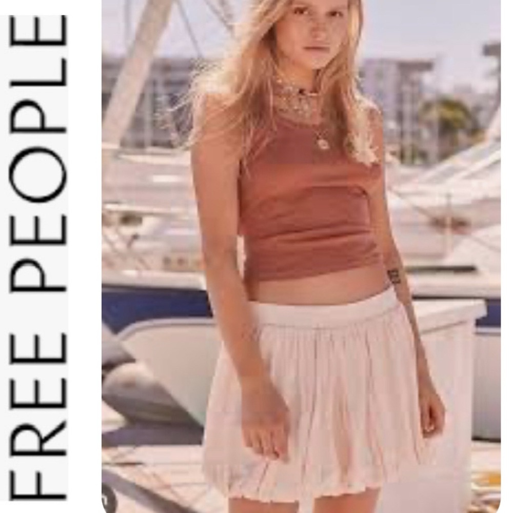 Free People Beach Conch Key Bubble Mini Skirt in blush S